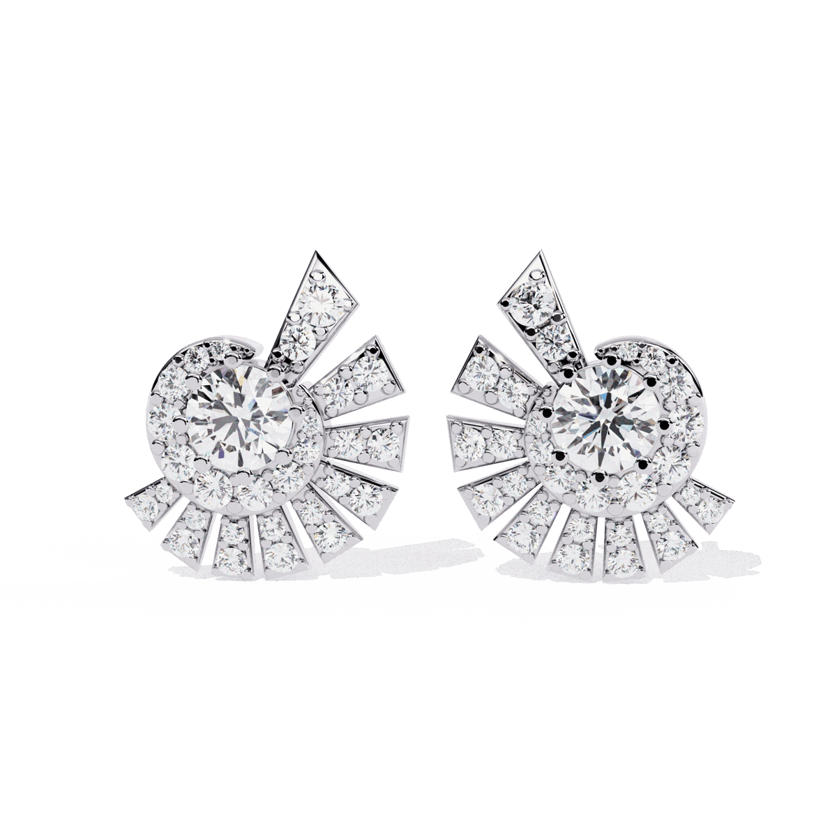 1.75 Carat Round Cluster Stud Earrings in Moissanite | House of Estara
