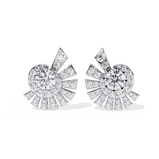 1.75 Carat Round Cluster Stud Earrings in Moissanite | House of Estara