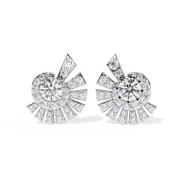 1.75 Carat Round Cluster Stud Earrings in Moissanite | House of Estara