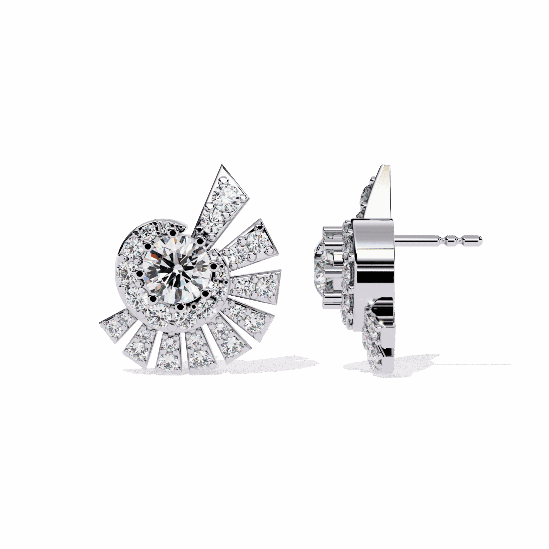 1.75 Carat Round Cluster Stud Earrings in Moissanite | House of Estara