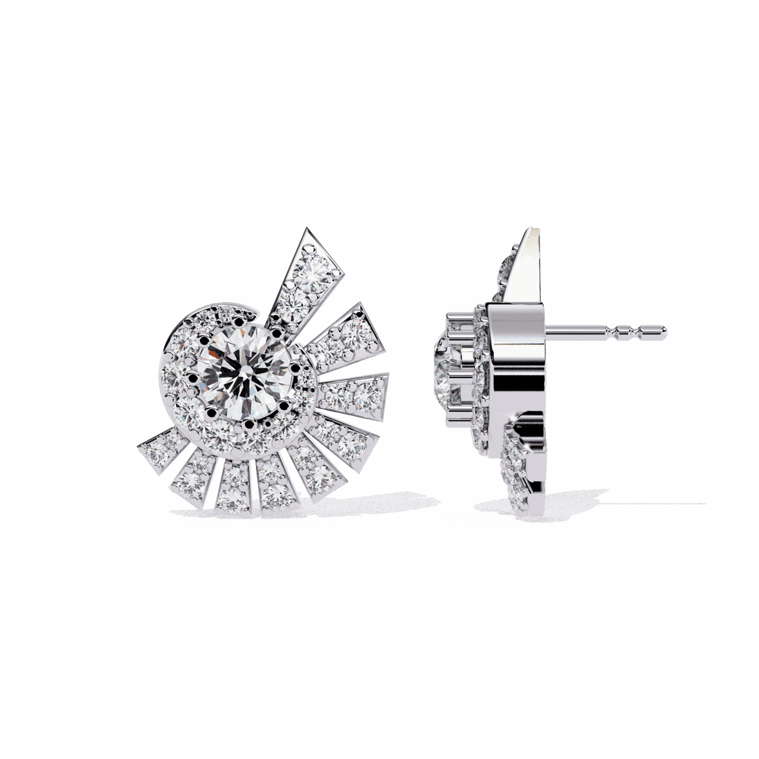 1.75 Carat Round Cluster Stud Earrings in Moissanite | House of Estara
