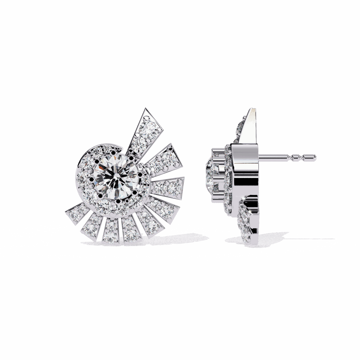 1.75 Carat Round Cluster Stud Earrings in Moissanite | House of Estara