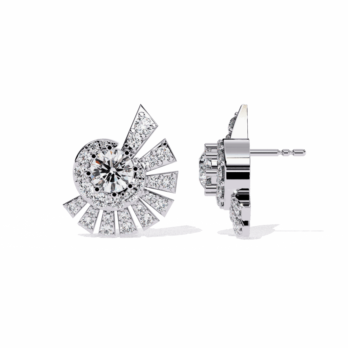 1.75 Carat Round Cluster Stud Earrings in Moissanite | House of Estara