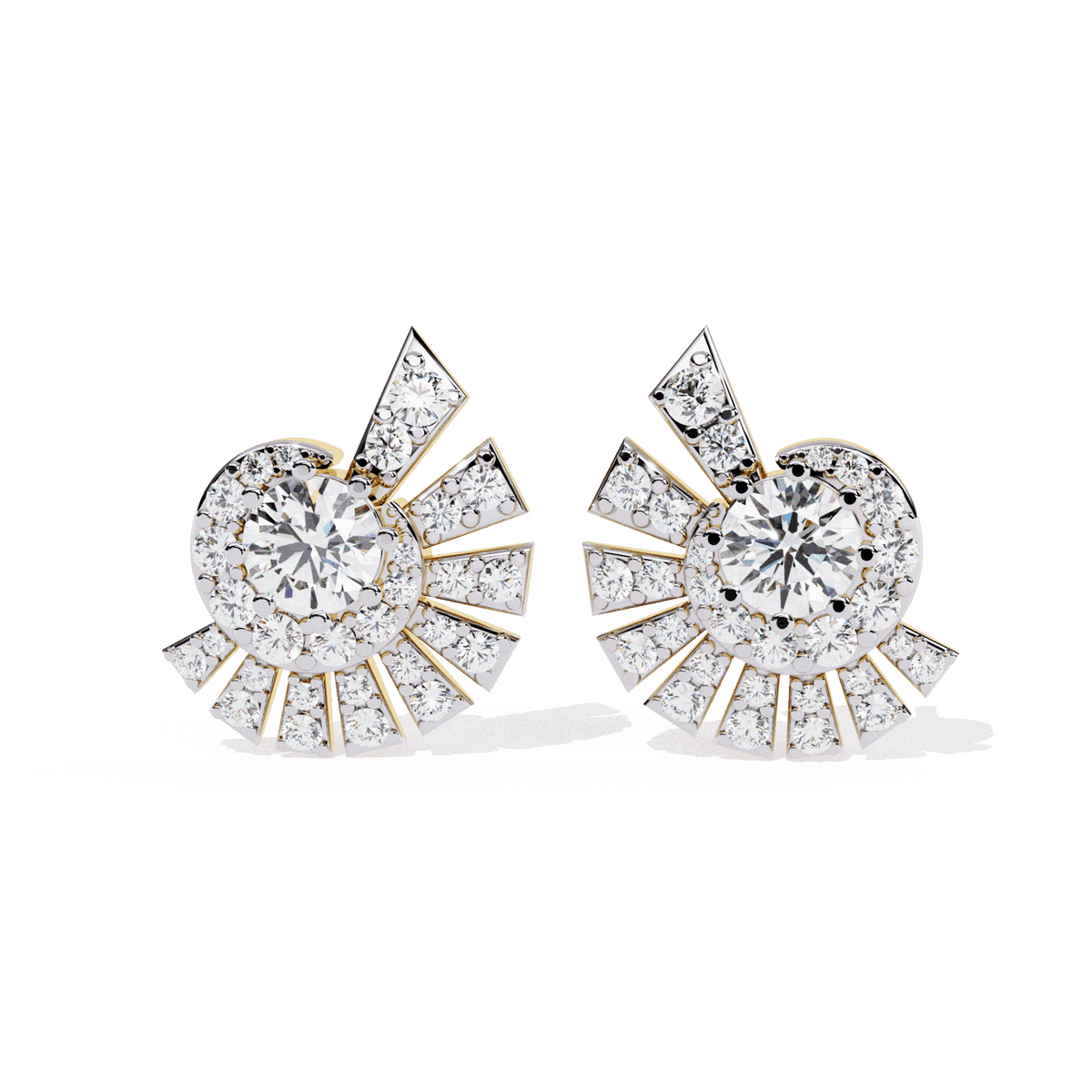 1.75 Carat Round Cluster Stud Earrings in Moissanite | House of Estara