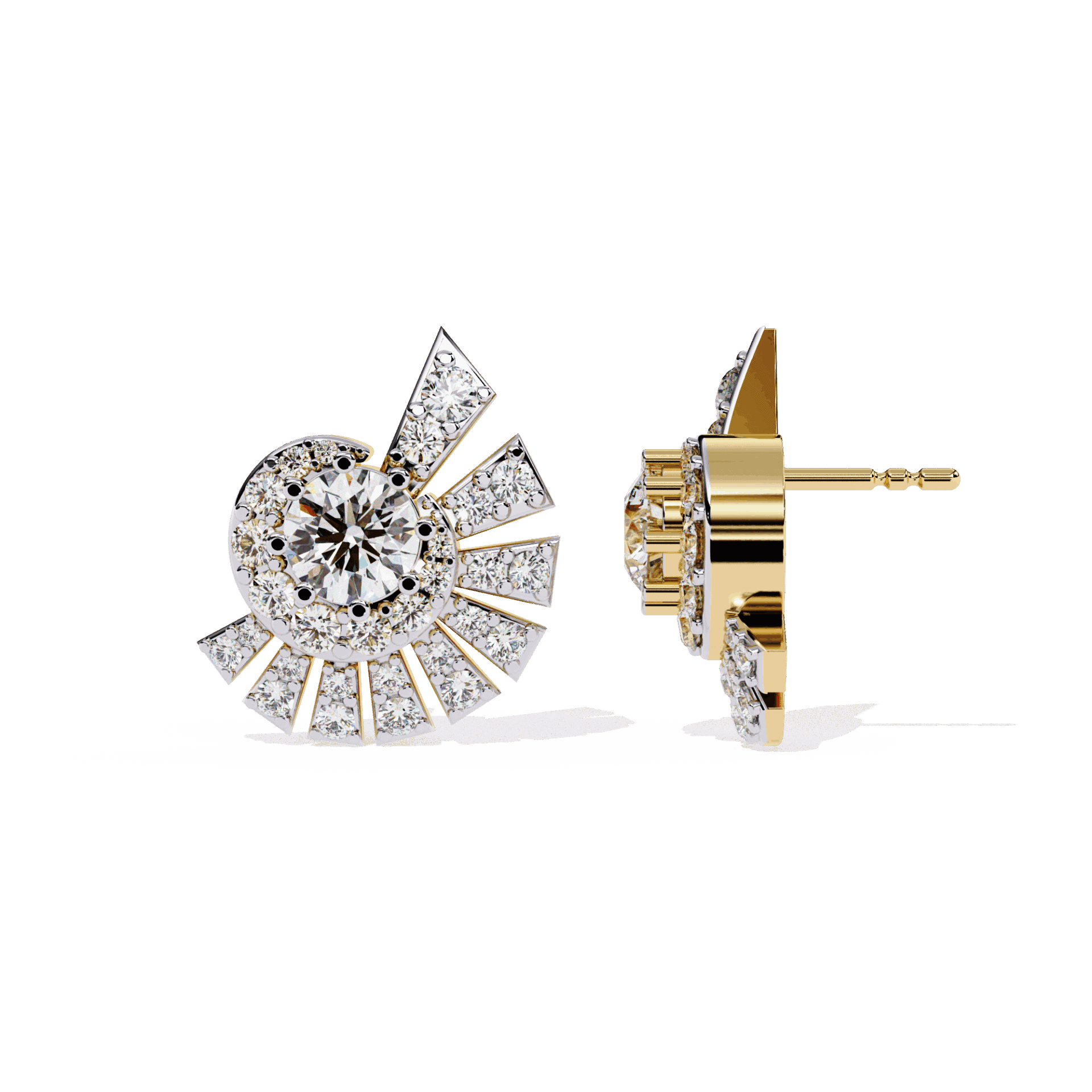 1.75 Carat Round Cluster Stud Earrings in Moissanite | House of Estara
