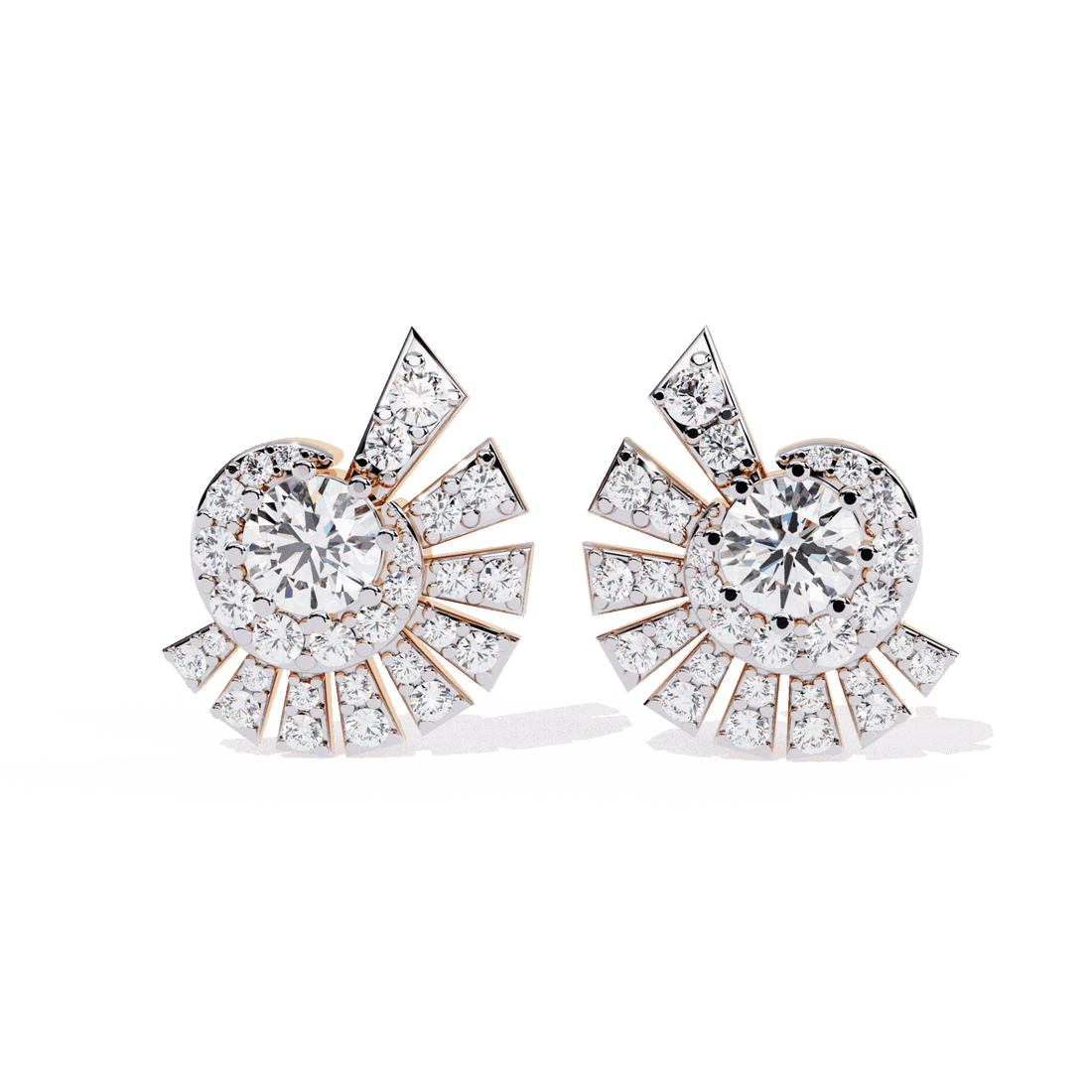 1.75 Carat Round Cluster Stud Earrings in Moissanite | House of Estara
