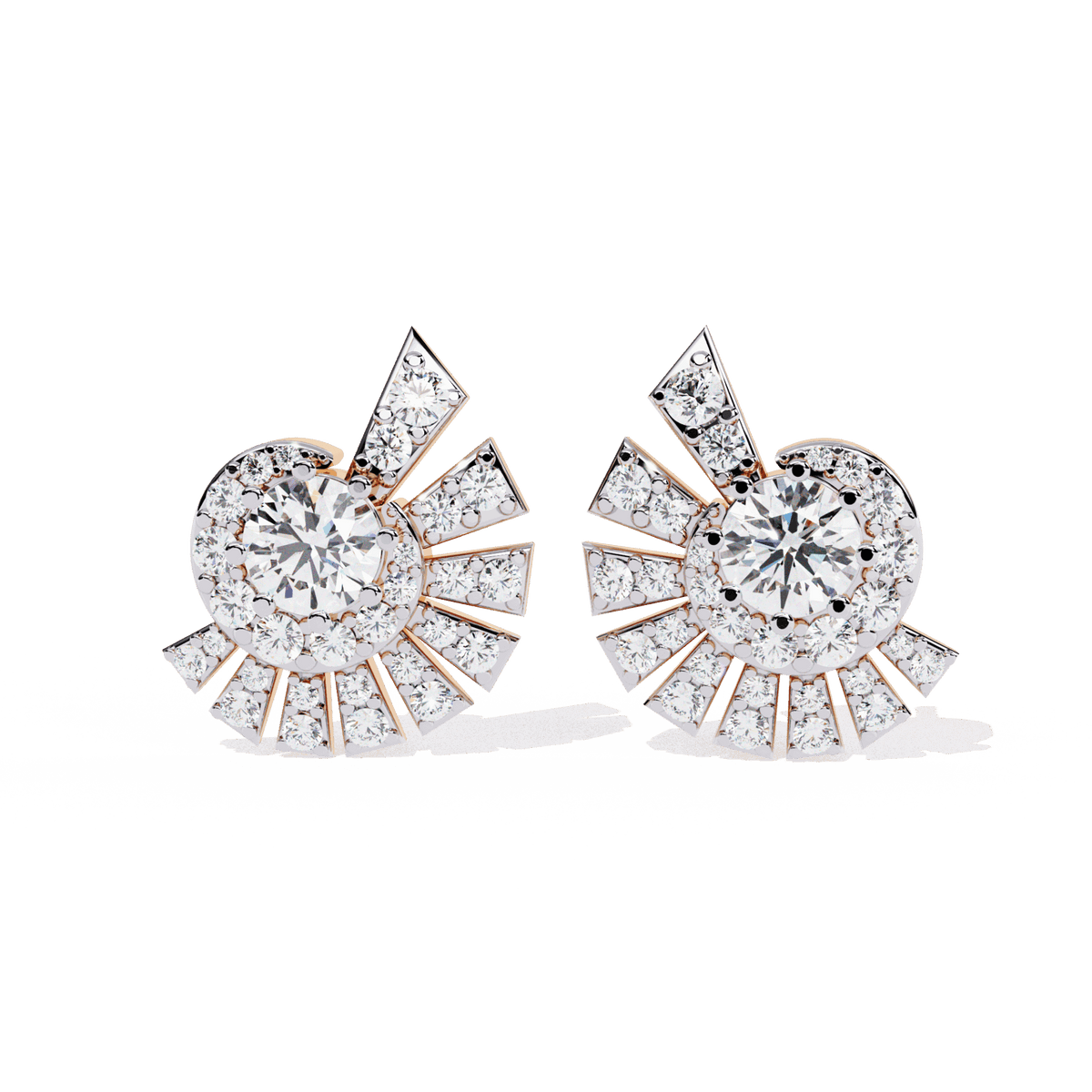 1.75 Carat Round Cluster Stud Earrings in Moissanite | House of Estara