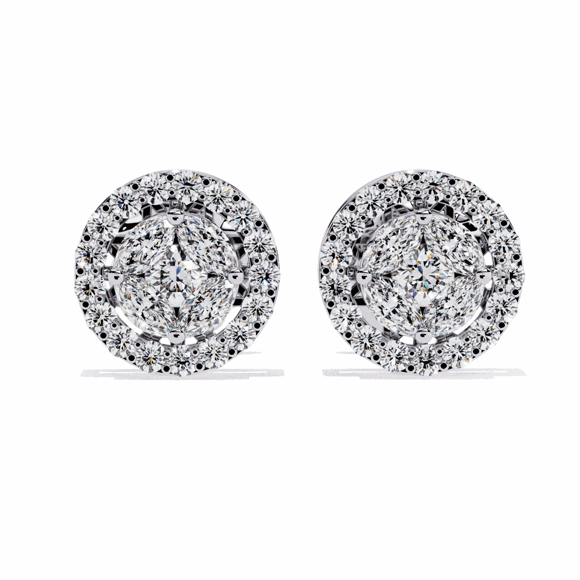 1.5 Carat Marquise and Round Hoop Stud Earrings in Moissanite | House of Estara