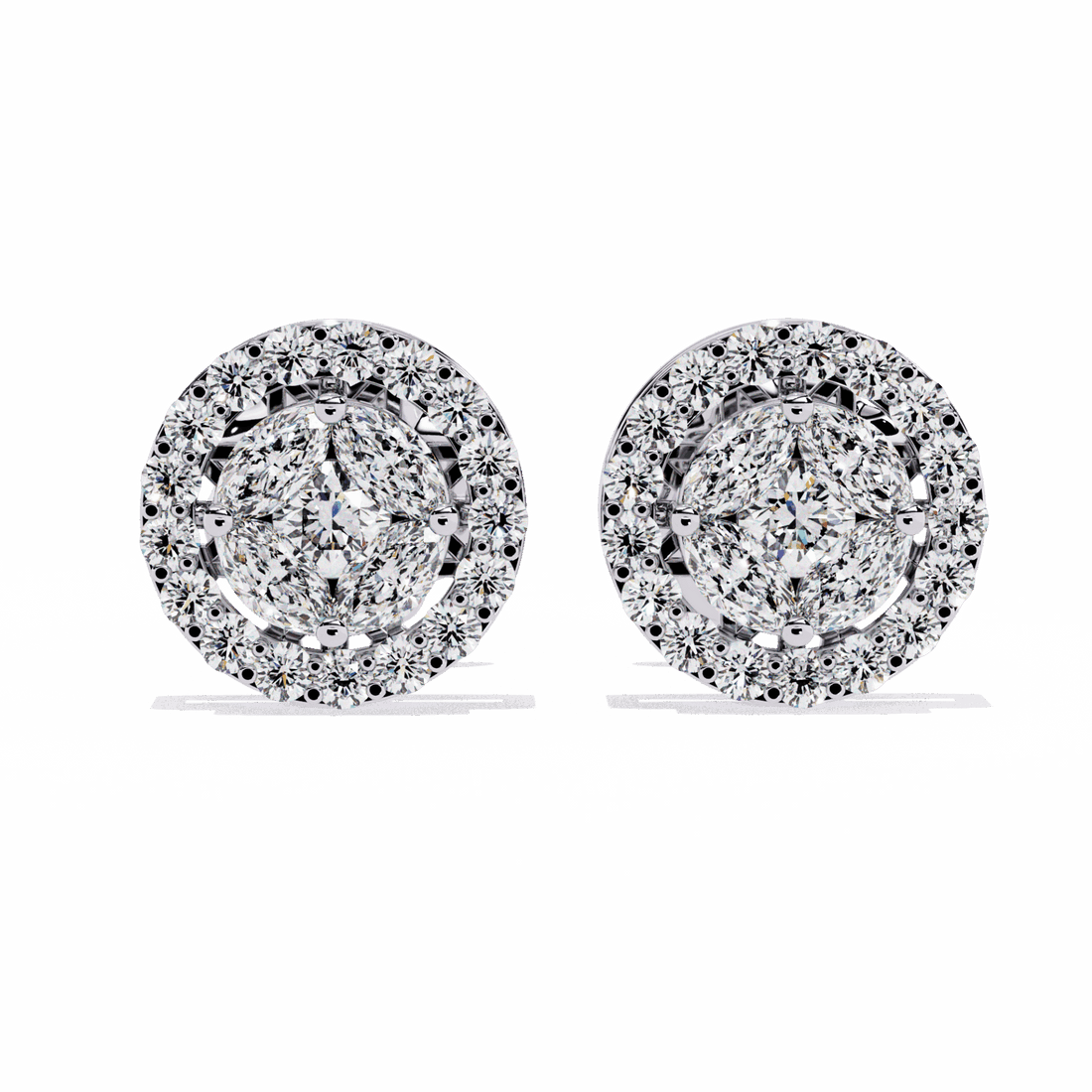 1.5 Carat Marquise and Round Hoop Stud Earrings in Moissanite | House of Estara