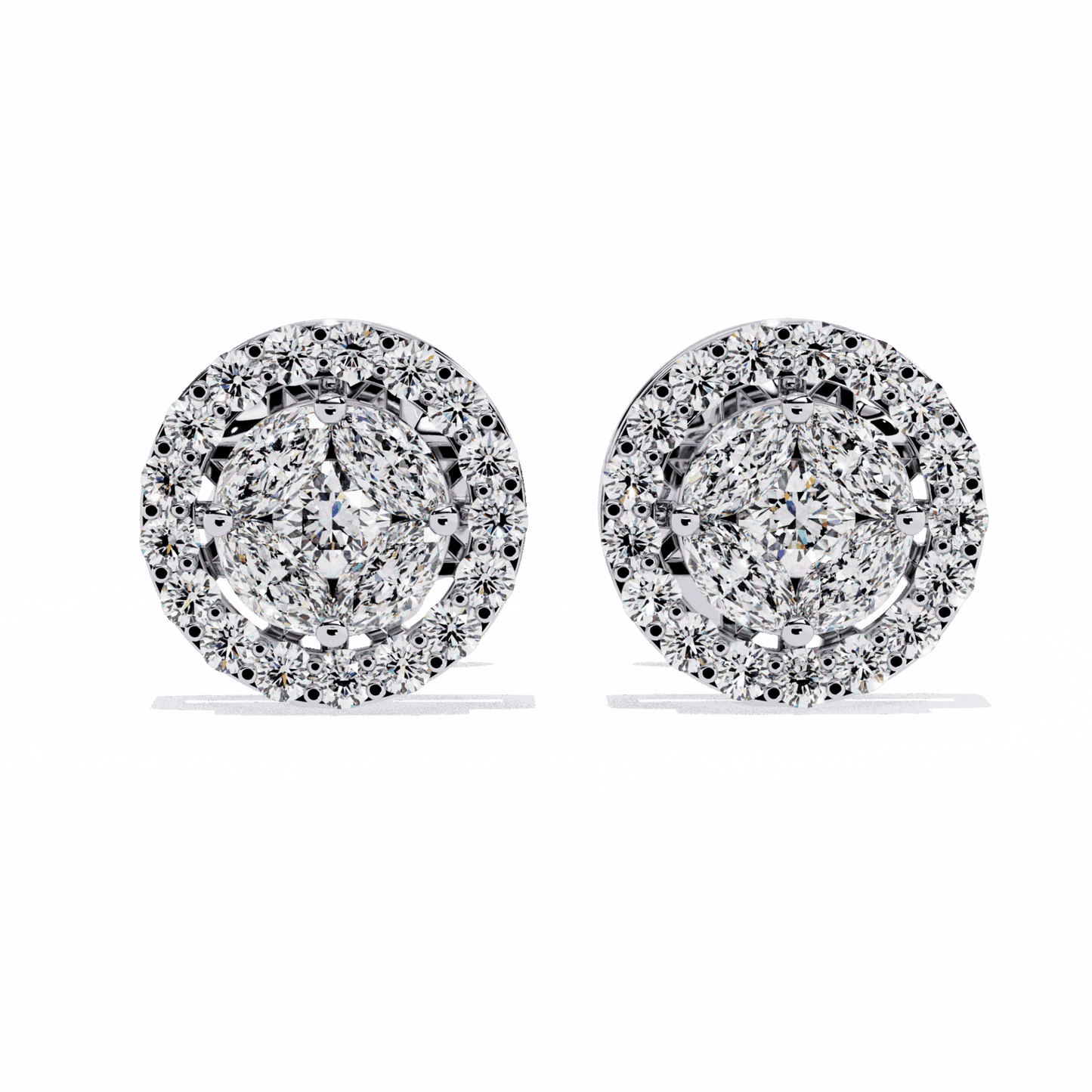 1.5 Carat Marquise and Round Hoop Stud Earrings in Moissanite | House of Estara