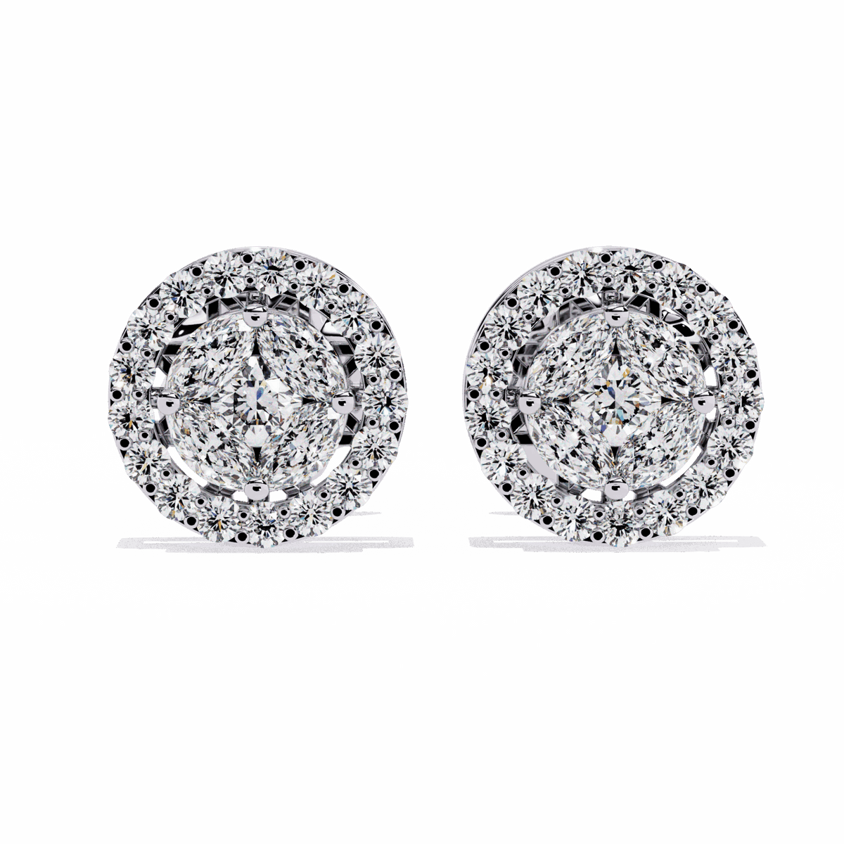 1.5 Carat Marquise and Round Hoop Stud Earrings in Moissanite | House of Estara