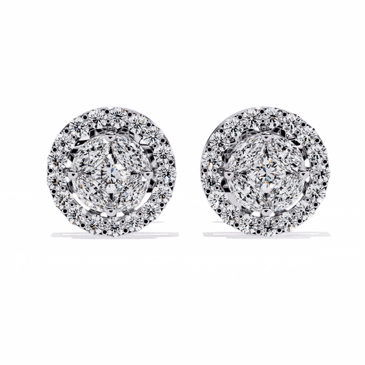 1.5 Carat Marquise and Round Hoop Stud Earrings in Moissanite | House of Estara