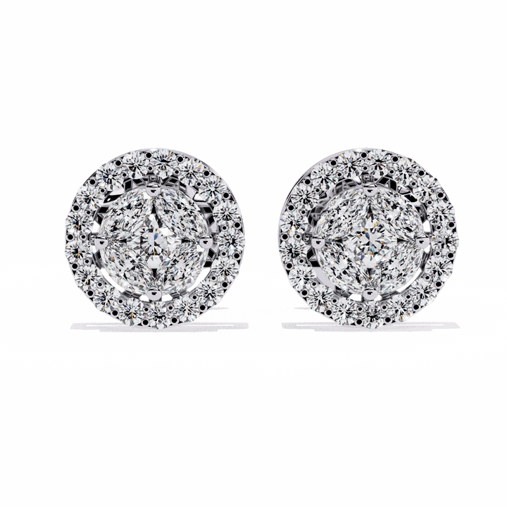 1.5 Carat Marquise and Round Hoop Stud Earrings in Moissanite | House of Estara