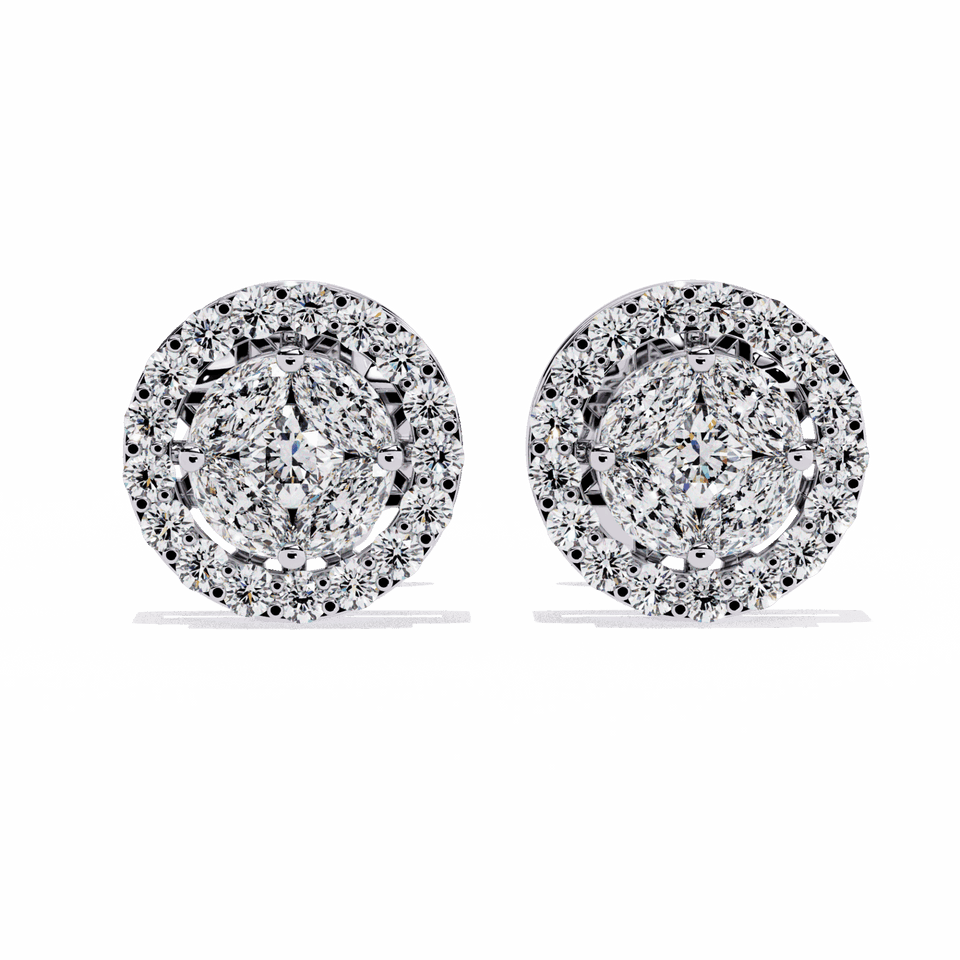 Marquise and Round Halo Stud Earrings