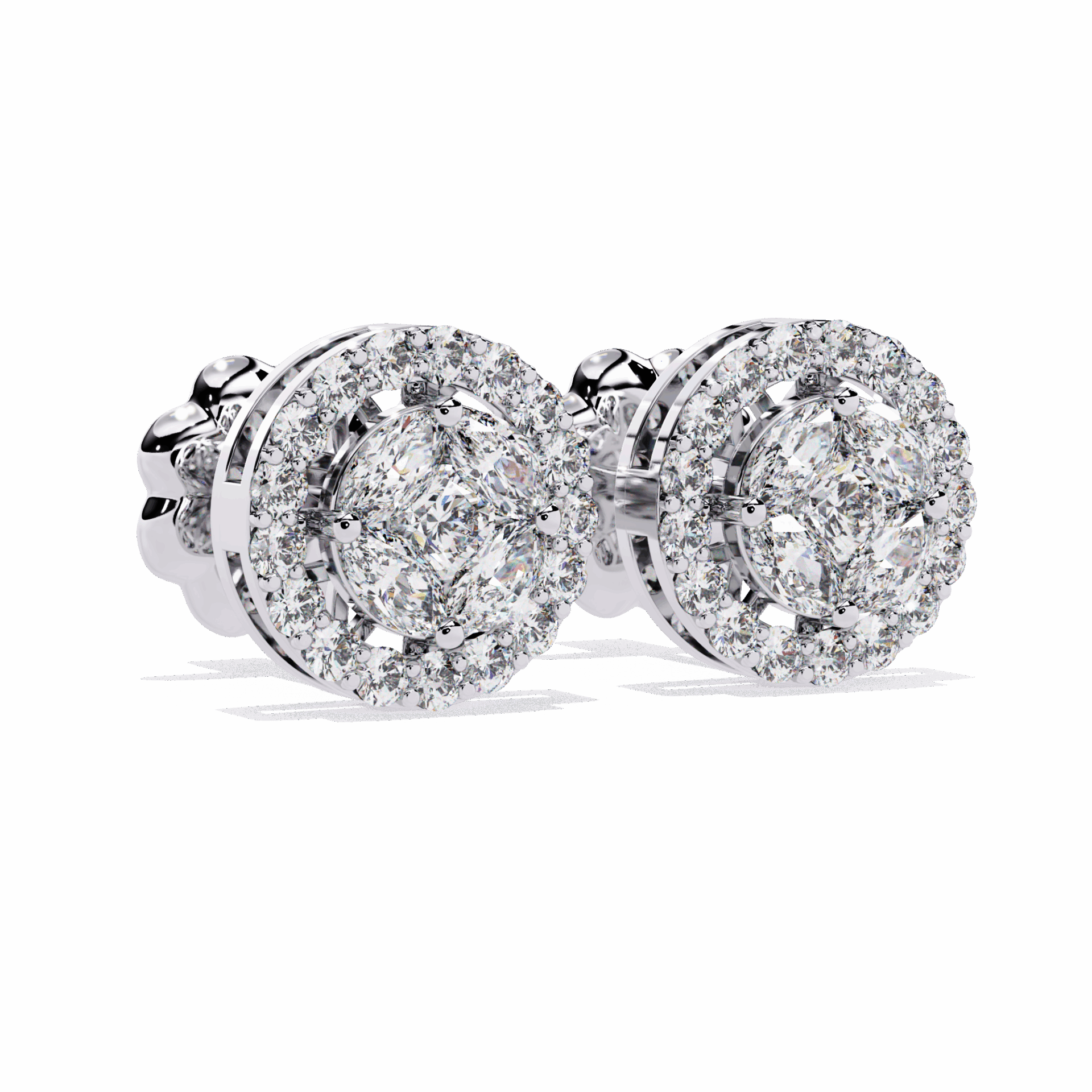 1.5 Carat Marquise and Round Hoop Stud Earrings in Moissanite | House of Estara