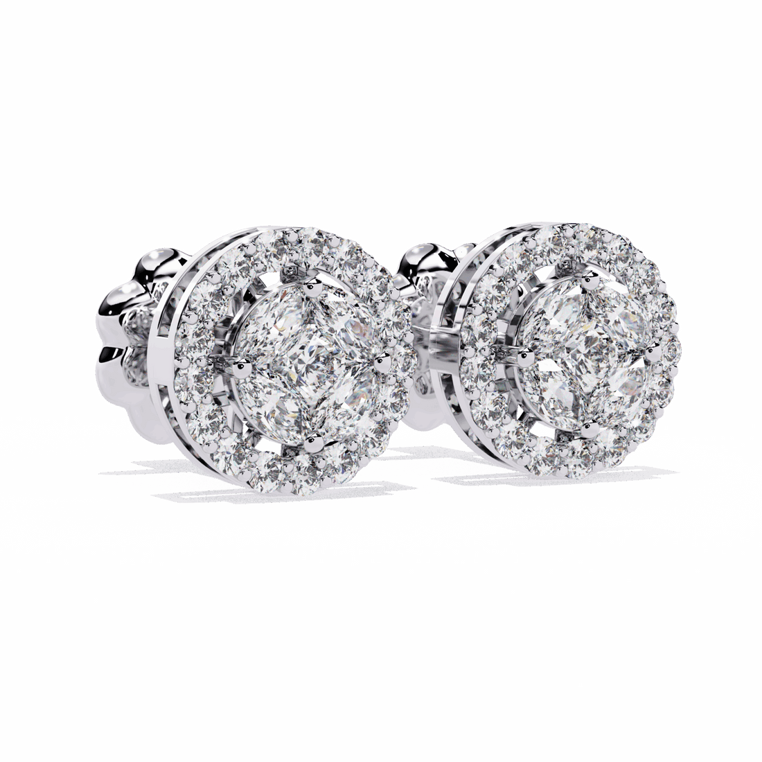 1.5 Carat Marquise and Round Hoop Stud Earrings in Moissanite | House of Estara