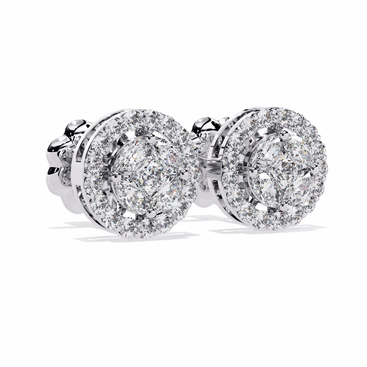 1.5 Carat Marquise and Round Hoop Stud Earrings in Moissanite | House of Estara