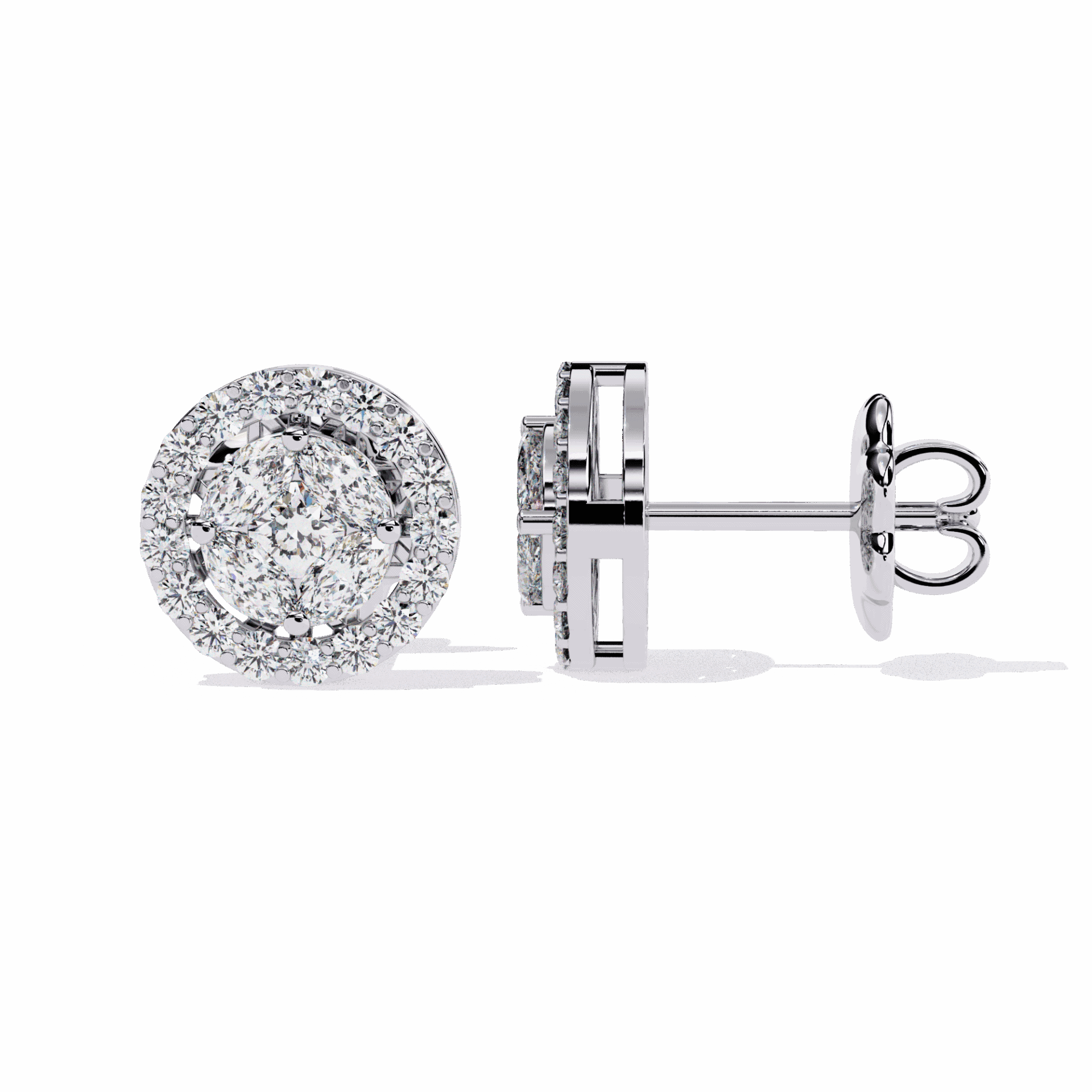 1.5 Carat Marquise and Round Hoop Stud Earrings in Moissanite | House of Estara