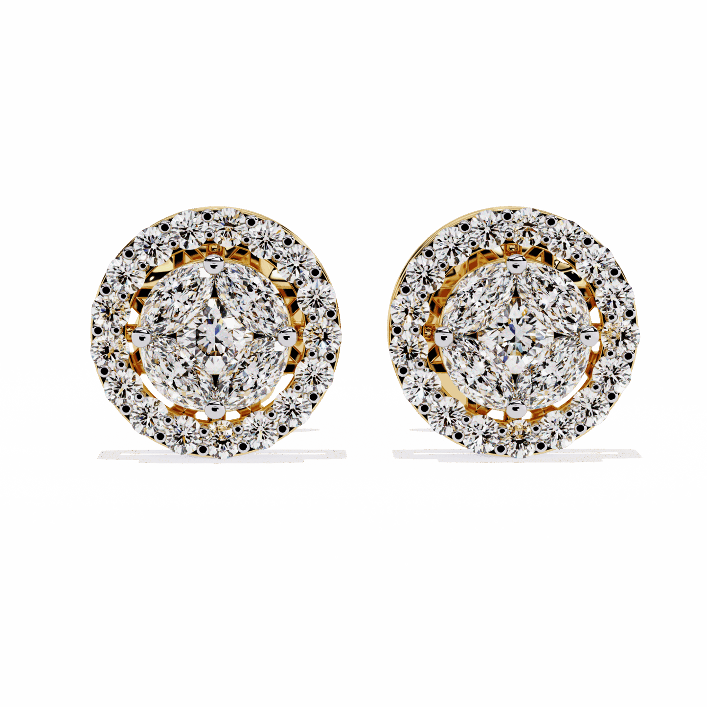 1.5 Carat Marquise and Round Hoop Stud Earrings in Moissanite | House of Estara