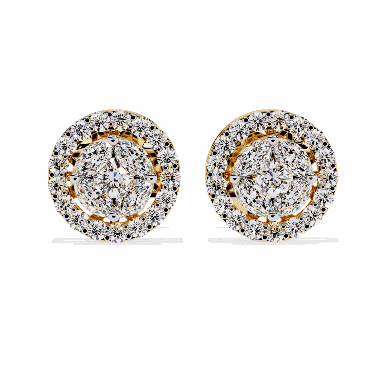 1.5 Carat Marquise and Round Hoop Stud Earrings in Moissanite | House of Estara