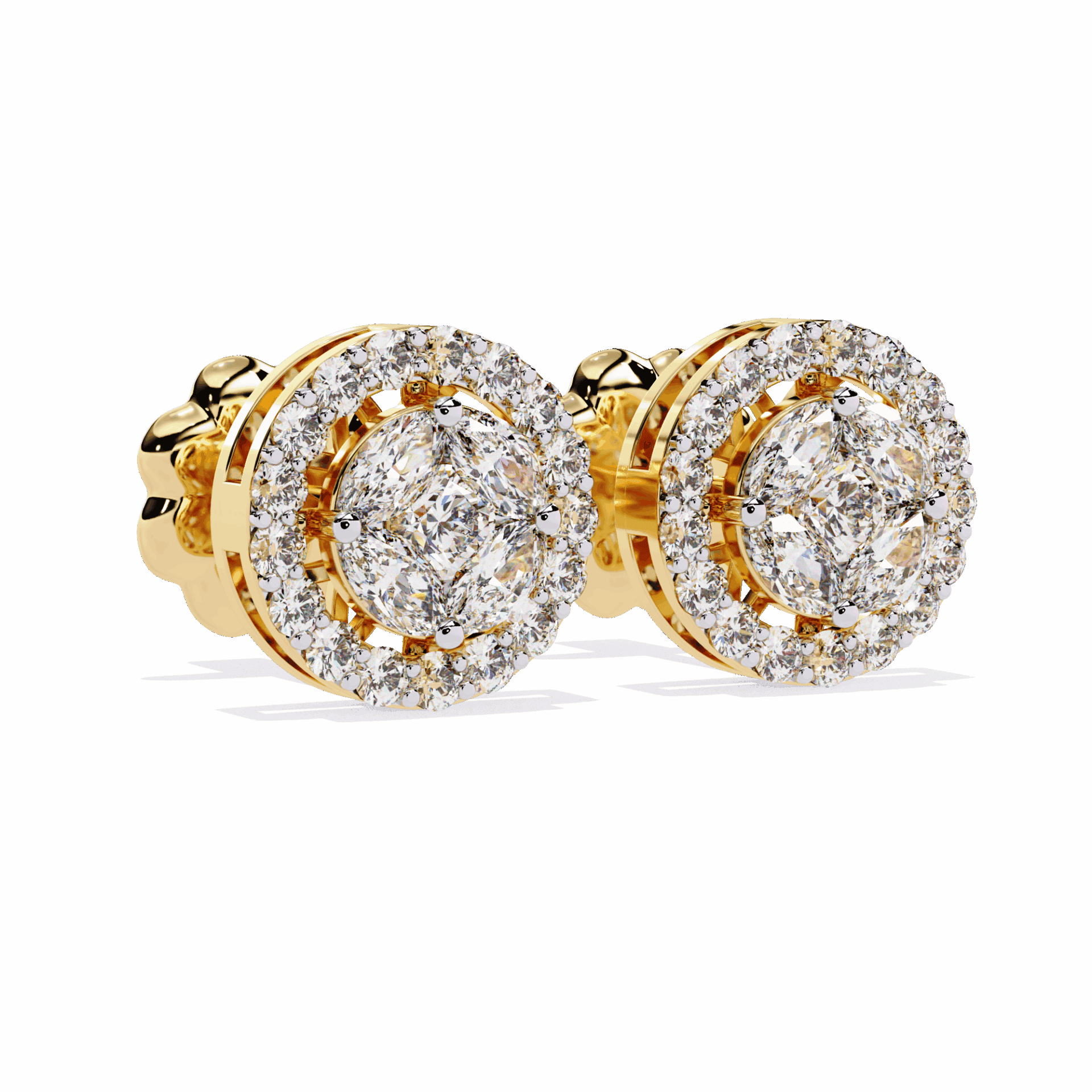 1.5 Carat Marquise and Round Hoop Stud Earrings in Moissanite | House of Estara