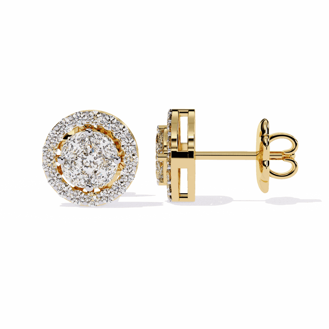 1.5 Carat Marquise and Round Hoop Stud Earrings in Moissanite | House of Estara