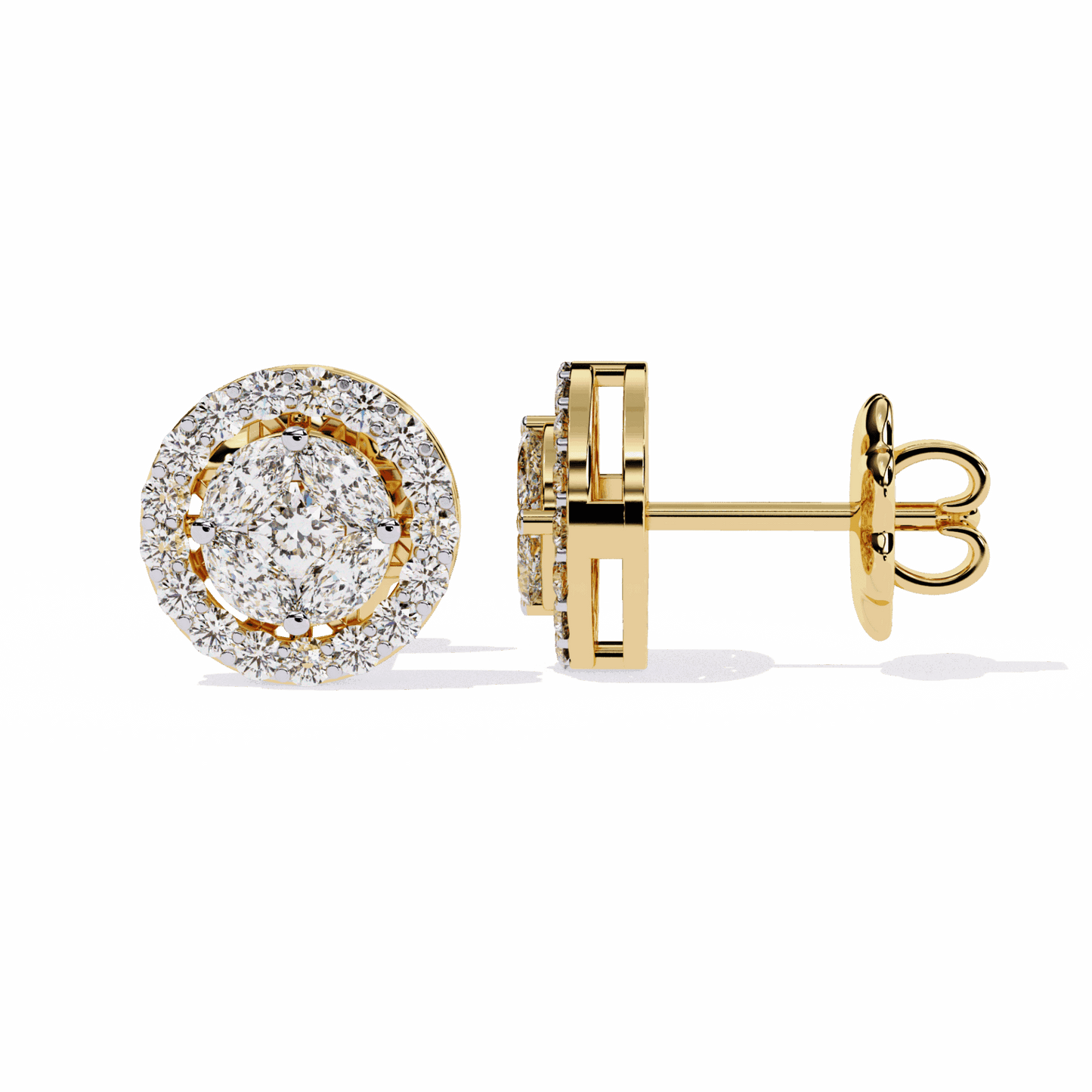1.5 Carat Marquise and Round Hoop Stud Earrings in Moissanite | House of Estara