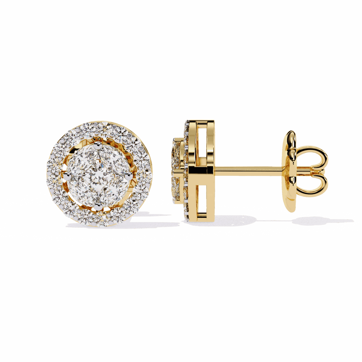 1.5 Carat Marquise and Round Hoop Stud Earrings in Moissanite | House of Estara
