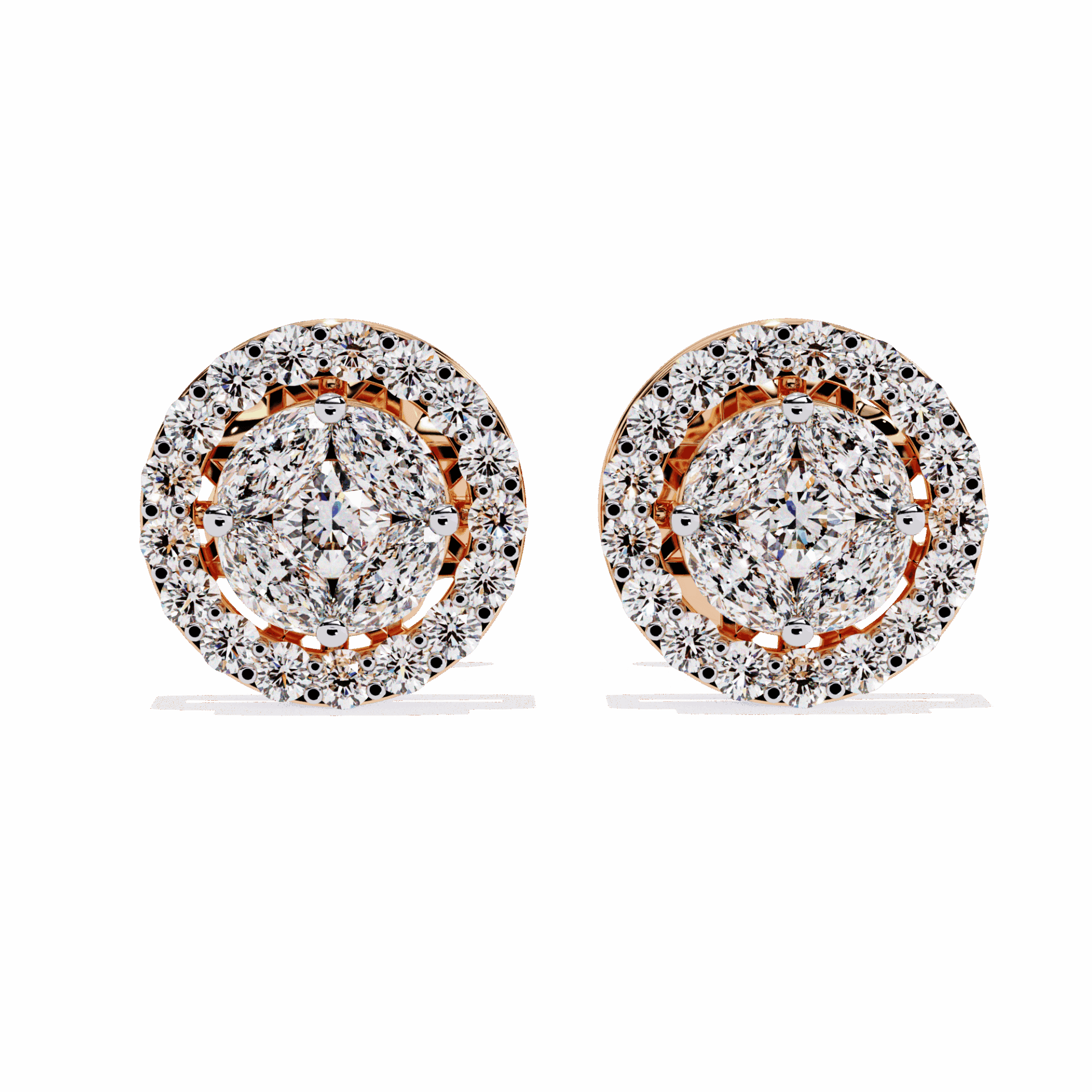 1.5 Carat Marquise and Round Hoop Stud Earrings in Moissanite | House of Estara