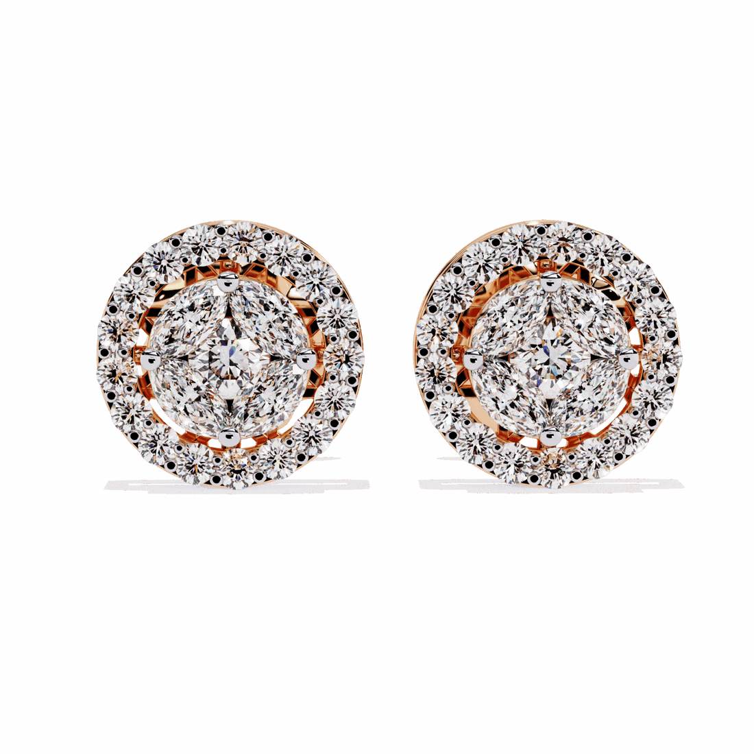 1.5 Carat Marquise and Round Hoop Stud Earrings in Moissanite | House of Estara