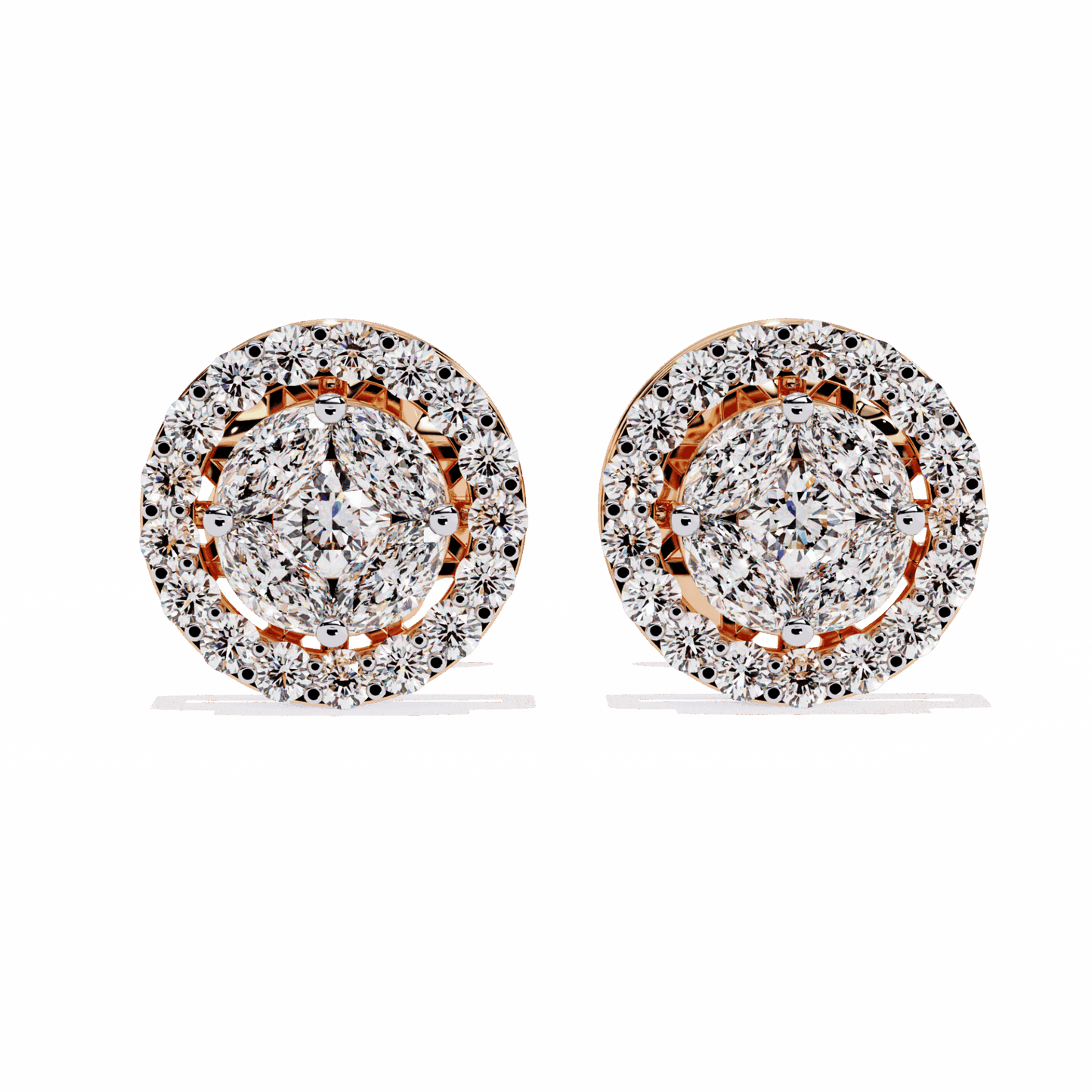1.5 Carat Marquise and Round Hoop Stud Earrings in Moissanite | House of Estara