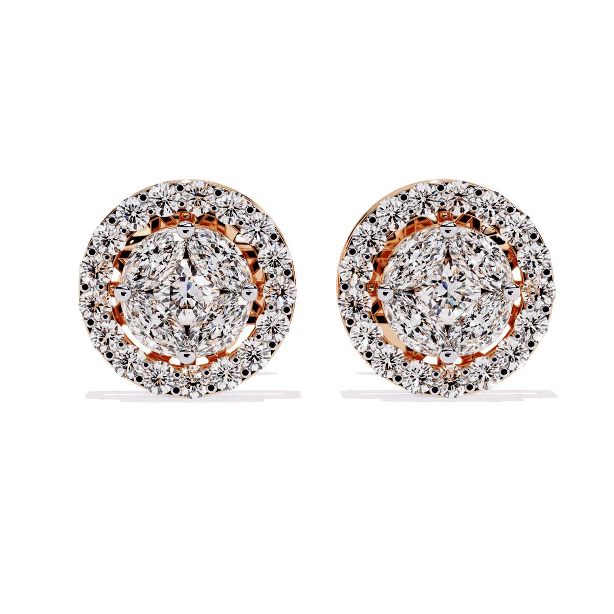 1.5 Carat Marquise and Round Hoop Stud Earrings in Moissanite | House of Estara