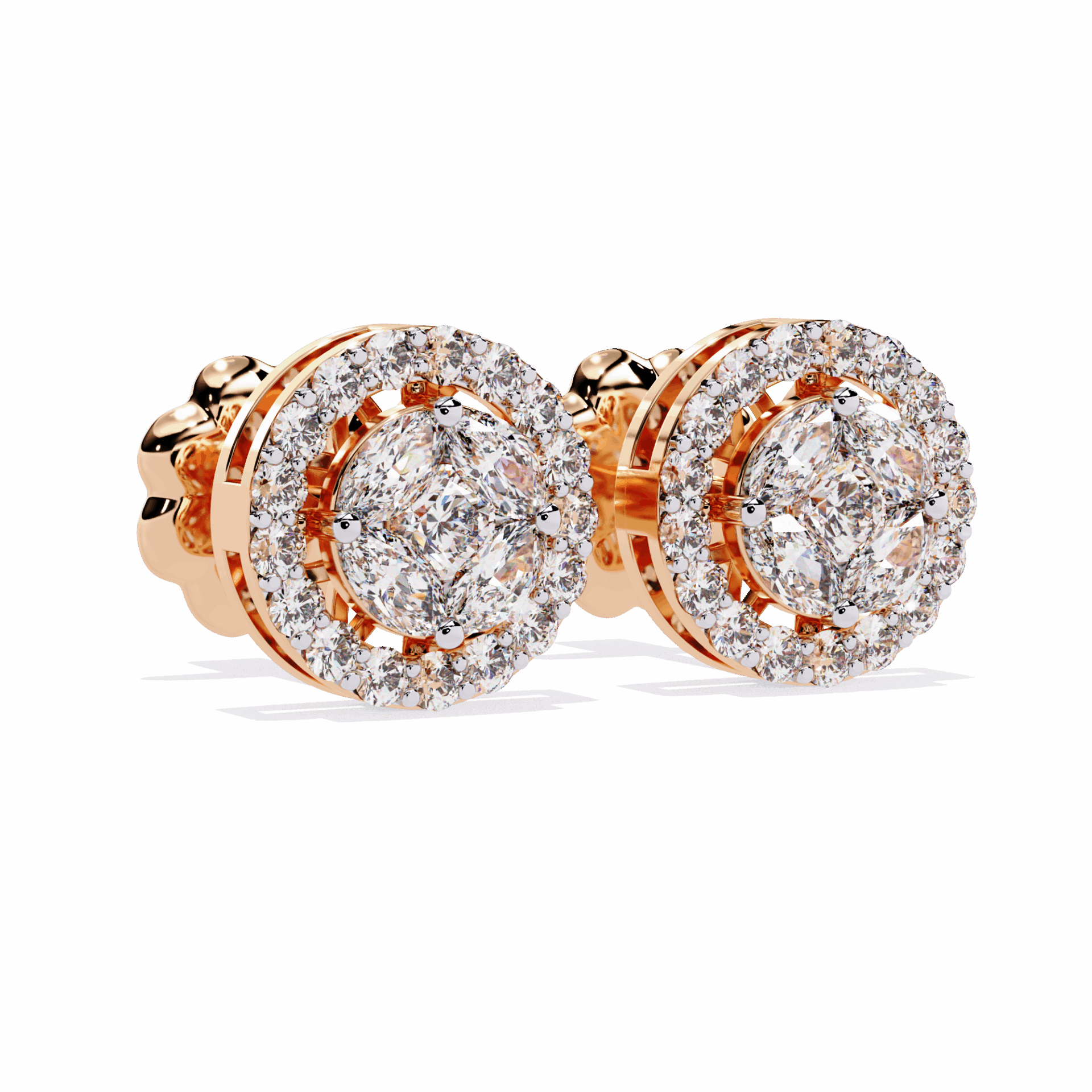 1.5 Carat Marquise and Round Hoop Stud Earrings in Moissanite | House of Estara