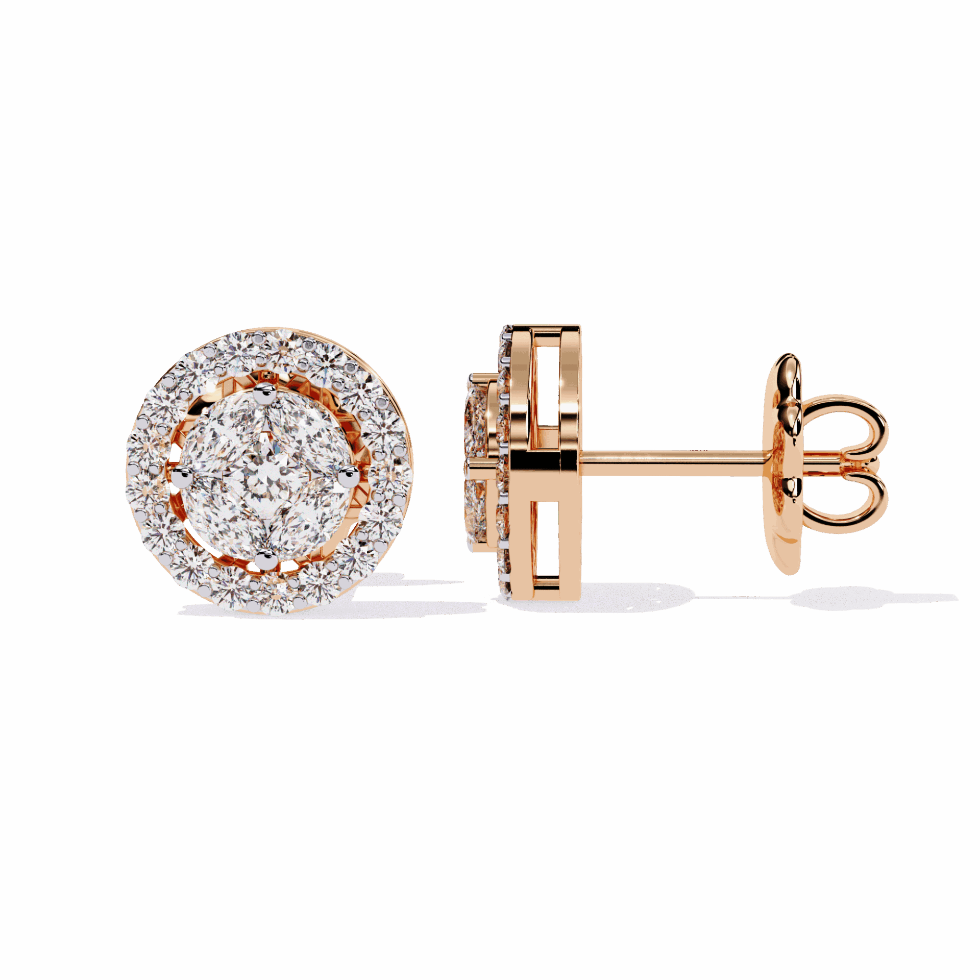 1.5 Carat Marquise and Round Hoop Stud Earrings in Moissanite | House of Estara