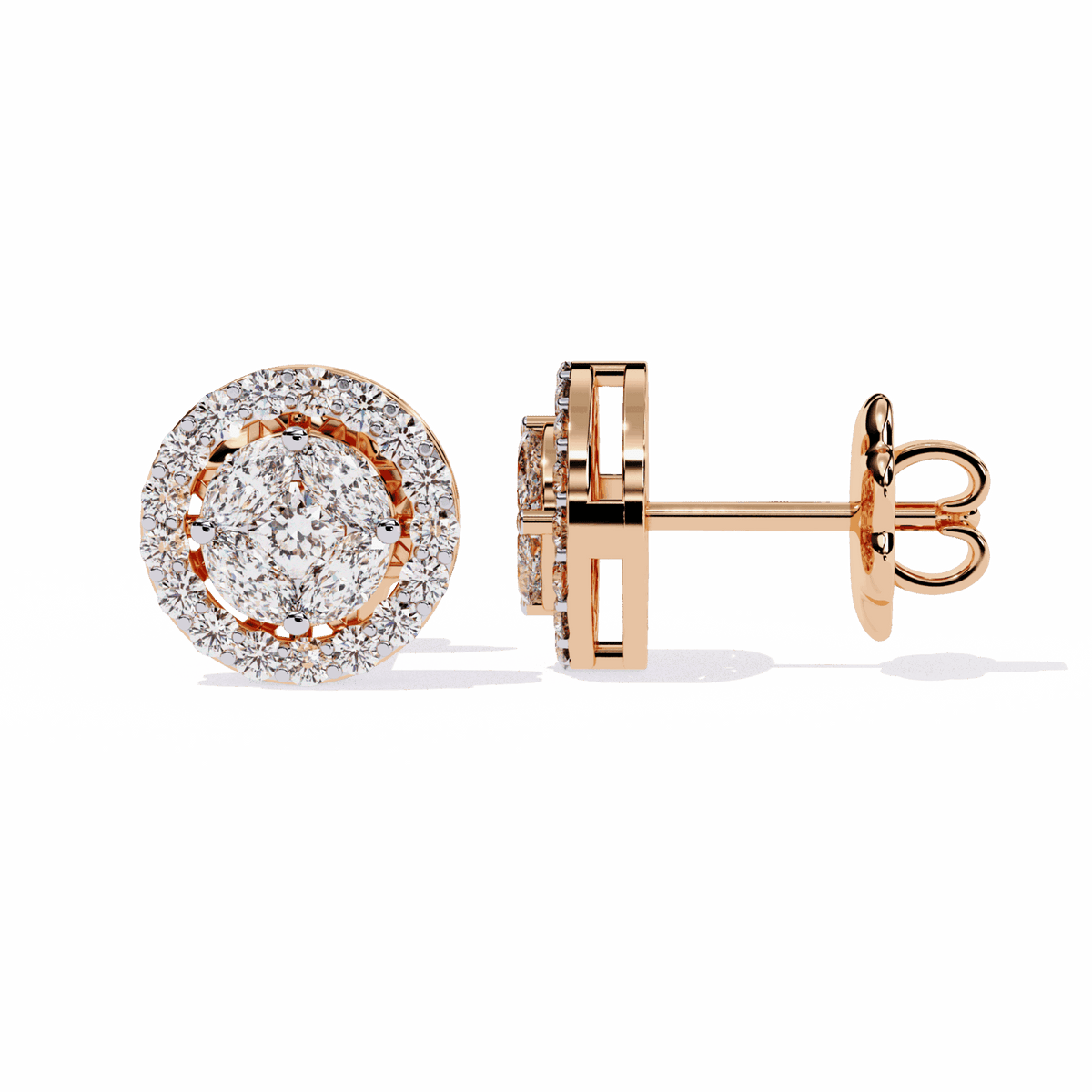 1.5 Carat Marquise and Round Hoop Stud Earrings in Moissanite | House of Estara