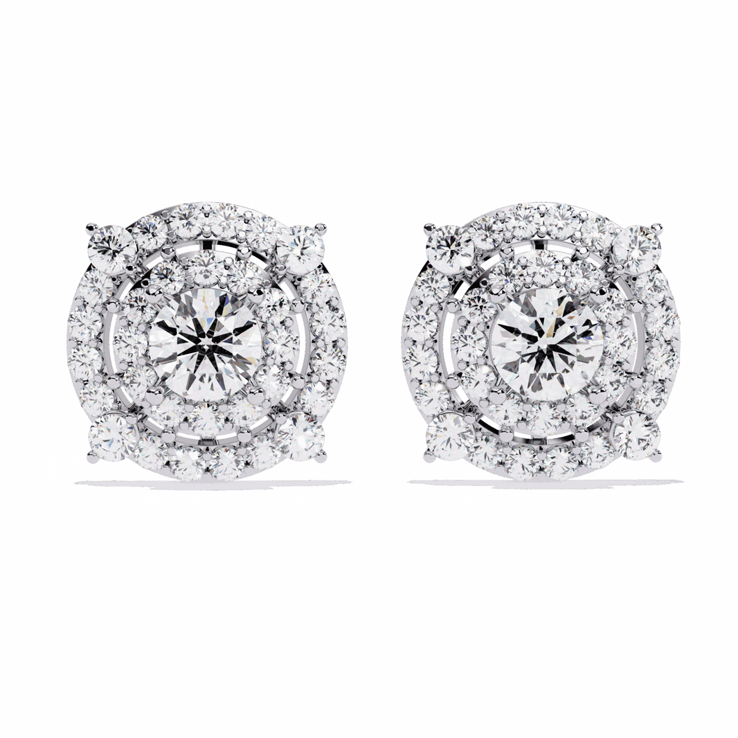 2.25 Carat Modern Round Hoop Stud Earrings in Moissanite | House of Estara