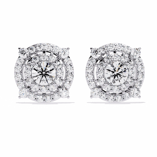 2.25 Carat Modern Round Hoop Stud Earrings in Moissanite | House of Estara