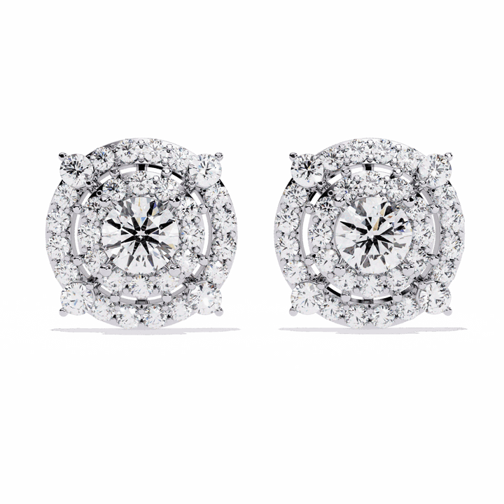 2.25 Carat Modern Round Hoop Stud Earrings in Moissanite | House of Estara