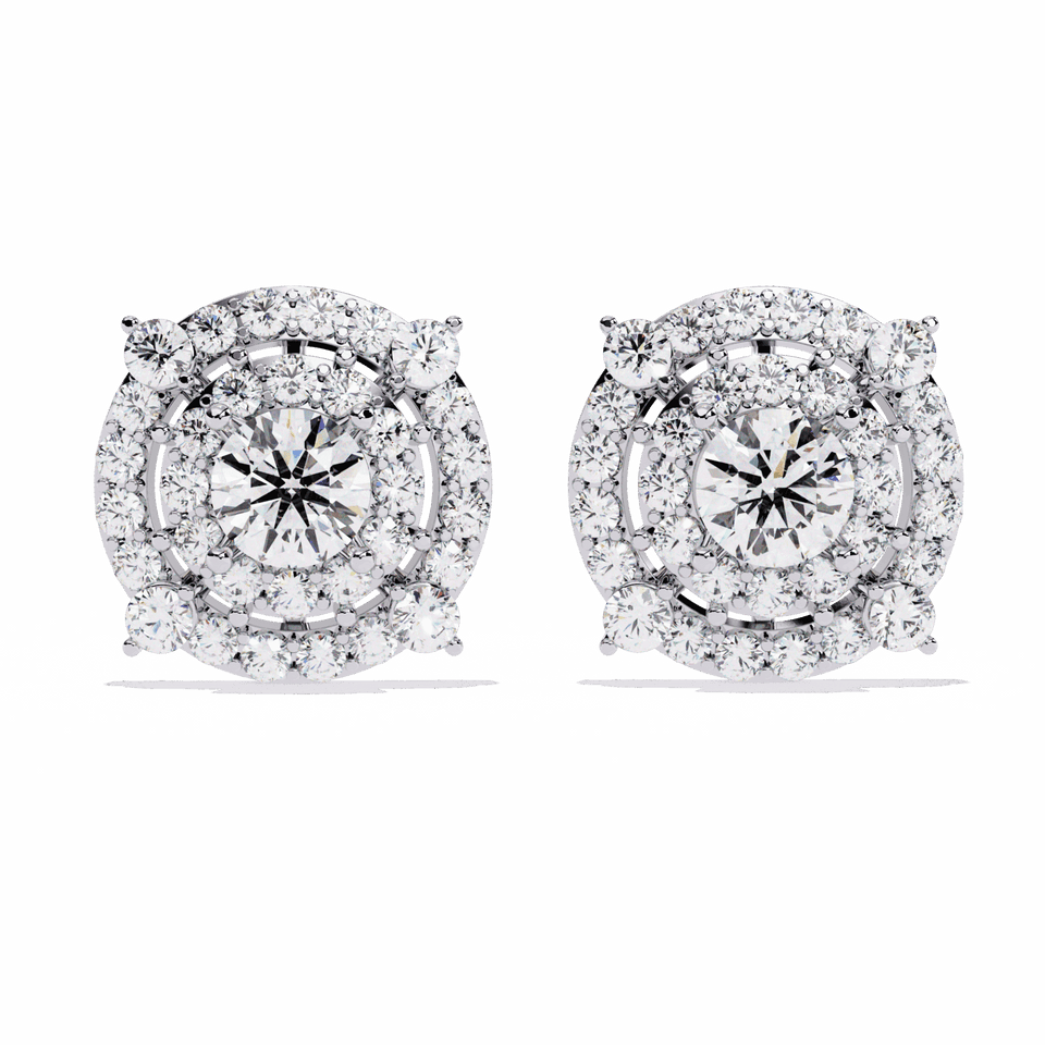 Modern Round Double Halo Stud Earrings