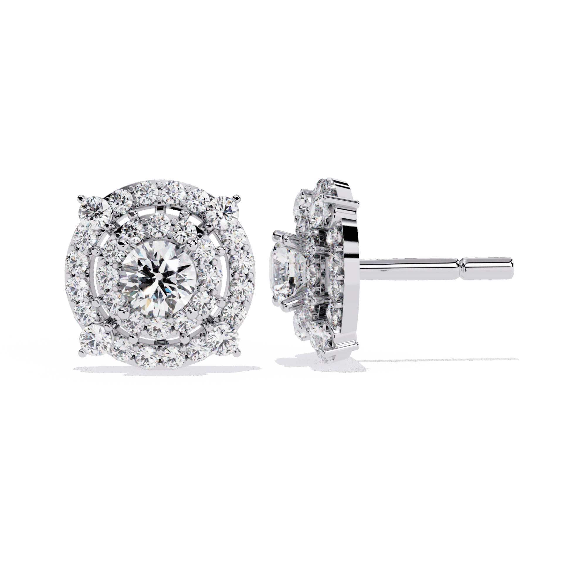 2.25 Carat Modern Round Hoop Stud Earrings in Moissanite | House of Estara