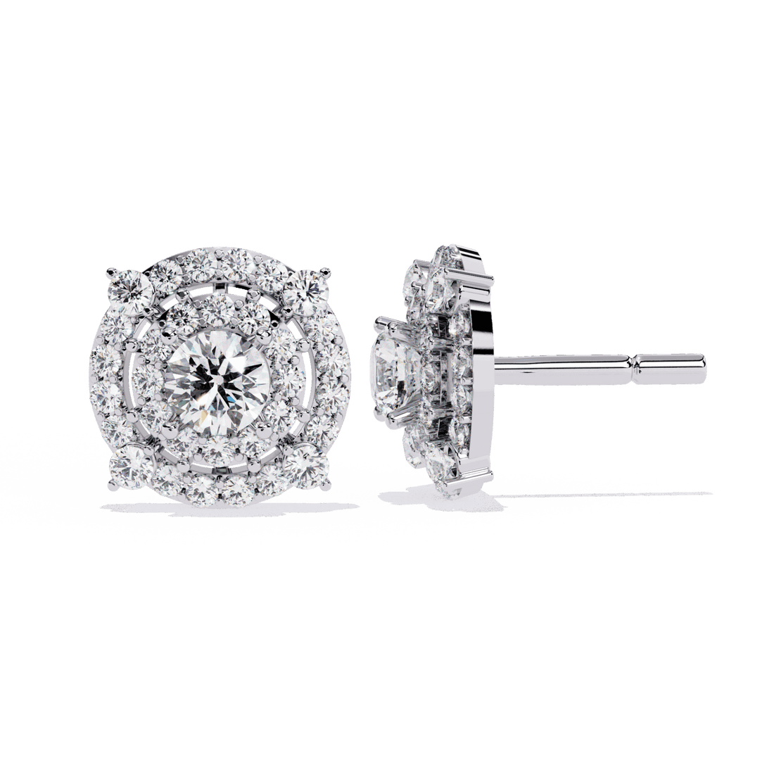 2.25 Carat Modern Round Hoop Stud Earrings in Moissanite | House of Estara