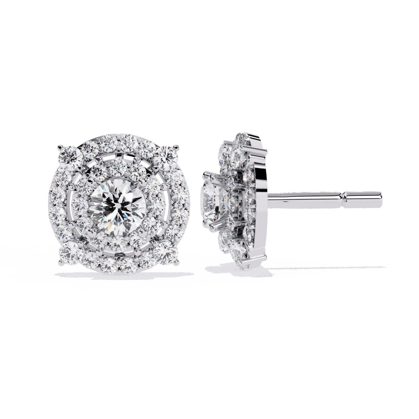 2.25 Carat Modern Round Hoop Stud Earrings in Moissanite | House of Estara