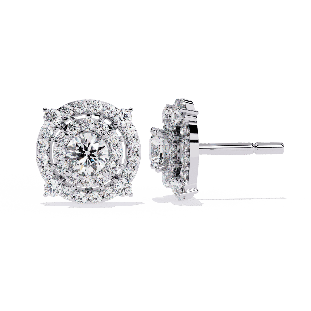 2.25 Carat Modern Round Hoop Stud Earrings in Moissanite | House of Estara