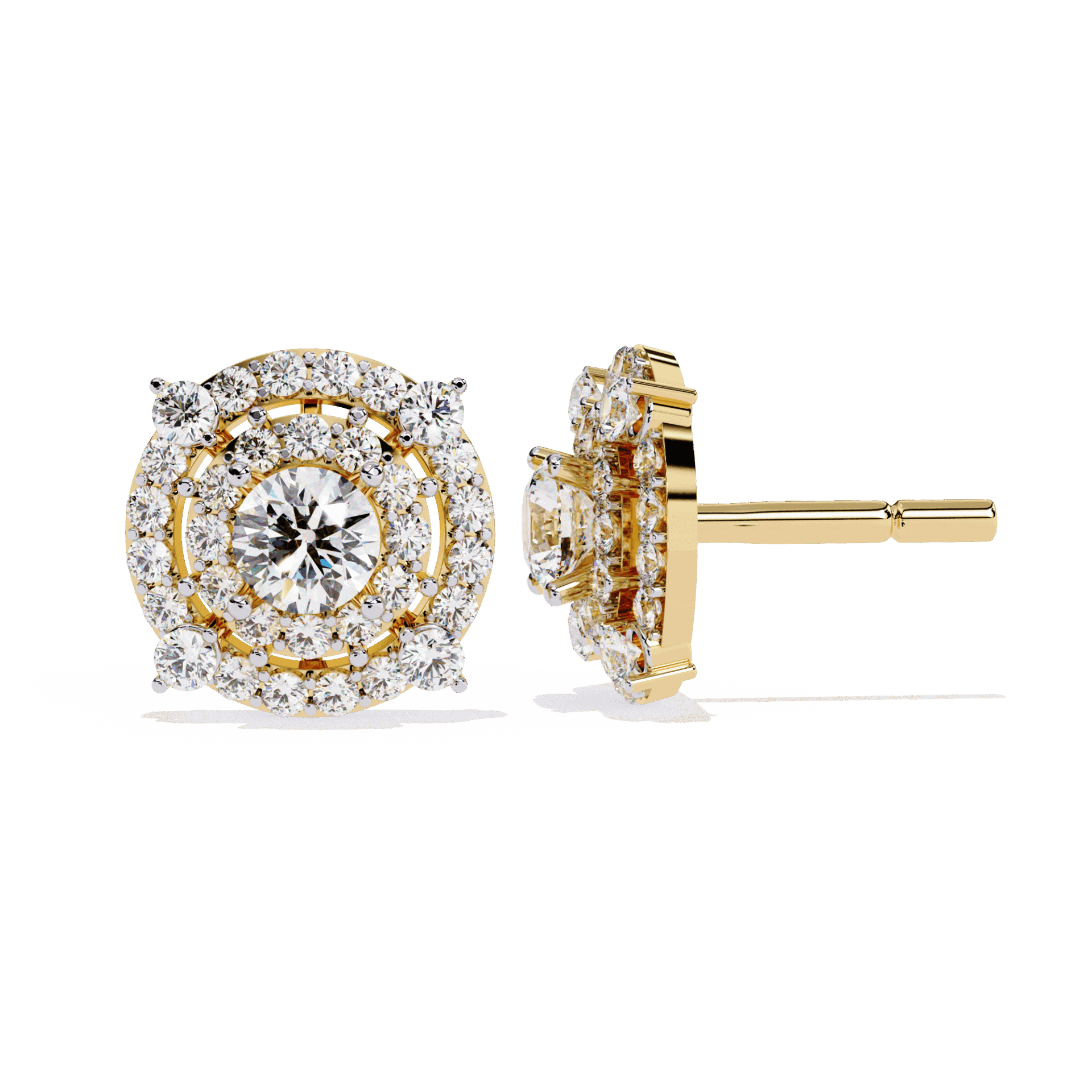 2.25 Carat Modern Round Hoop Stud Earrings in Moissanite | House of Estara