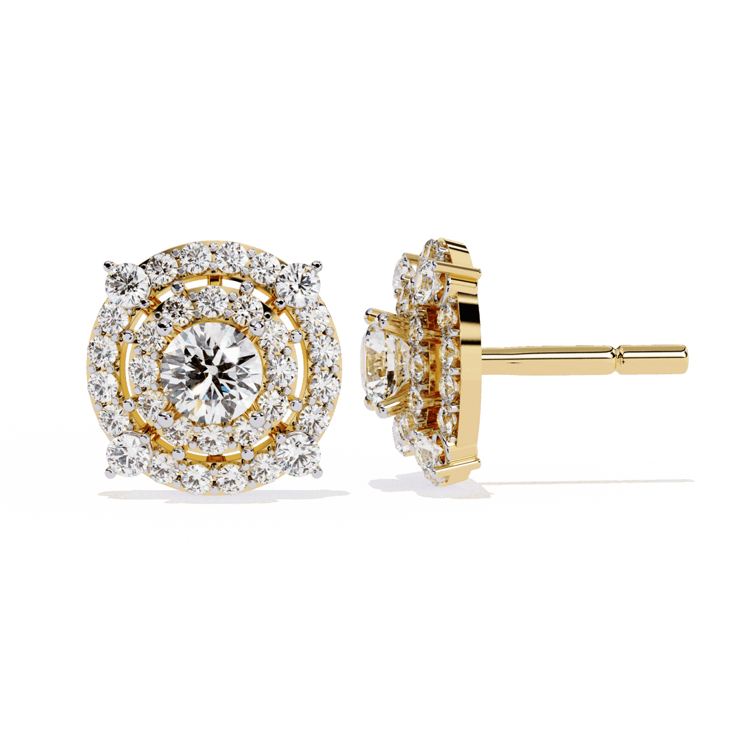 2.25 Carat Modern Round Hoop Stud Earrings in Moissanite | House of Estara
