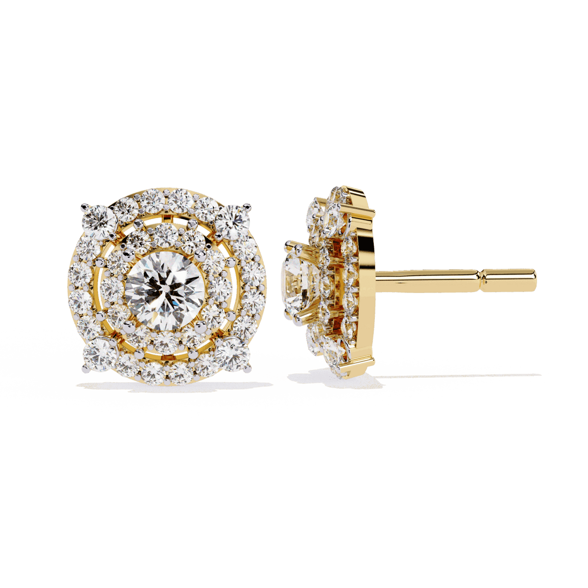 2.25 Carat Modern Round Hoop Stud Earrings in Moissanite | House of Estara