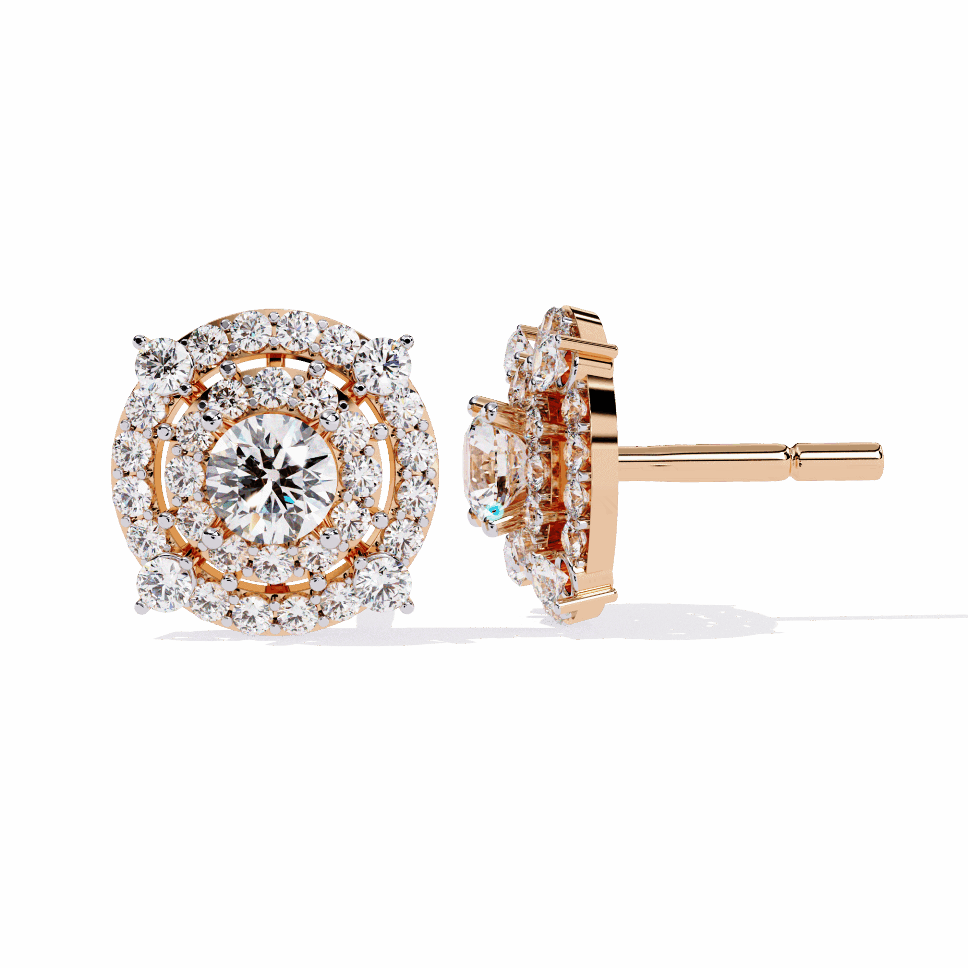 2.25 Carat Modern Round Hoop Stud Earrings in Moissanite | House of Estara