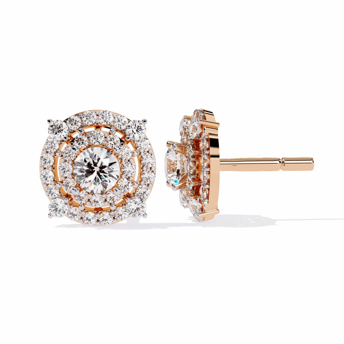 2.25 Carat Modern Round Hoop Stud Earrings in Moissanite | House of Estara