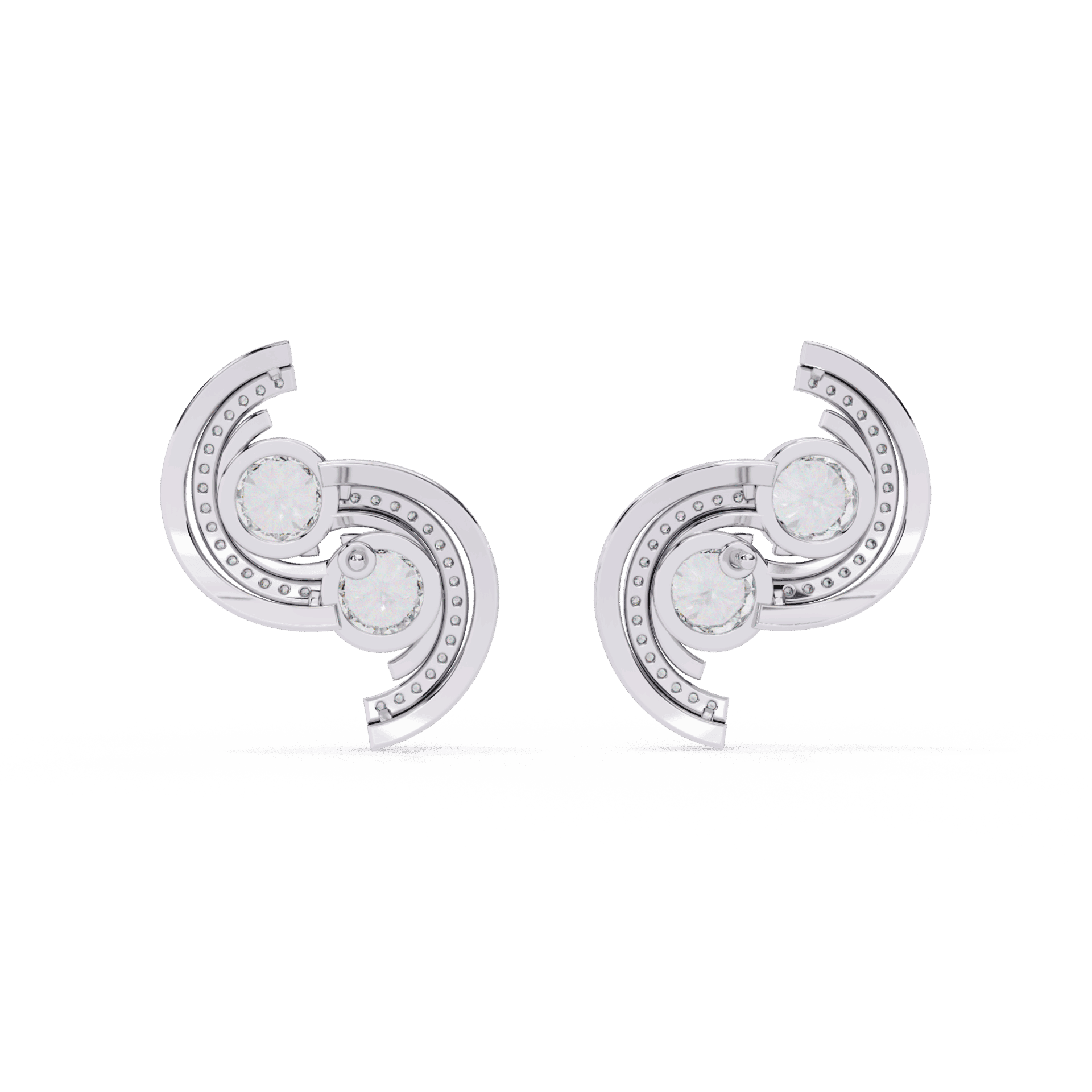 2 Carat Modern Round Duo Stud Earrings in Moissanite | House of Estara