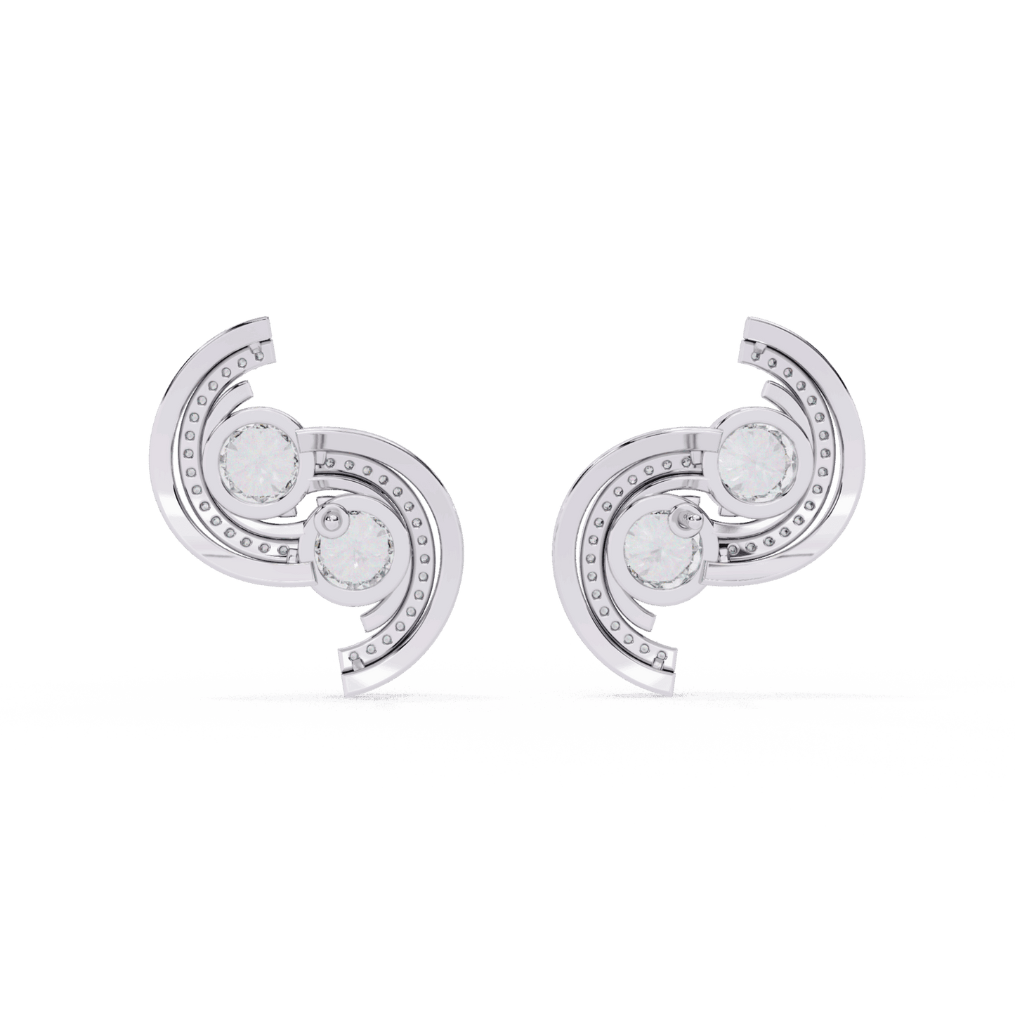 2 Carat Modern Round Duo Stud Earrings in Moissanite | House of Estara